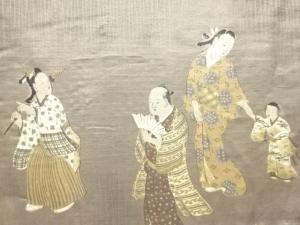 アンティーク　時代人物模様肩裏男物羽織